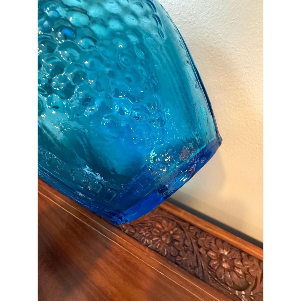 Vintage Clevenger Bros Blue Glass Bottle - Eagle and Grapes 8" - Picture 8 of 17